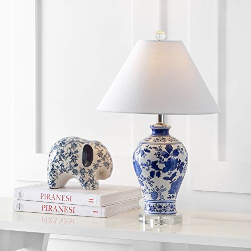 JONATHAN Y Song Table Lamp 21.5" Chinoiserie Floral Ceramic, Blue/White