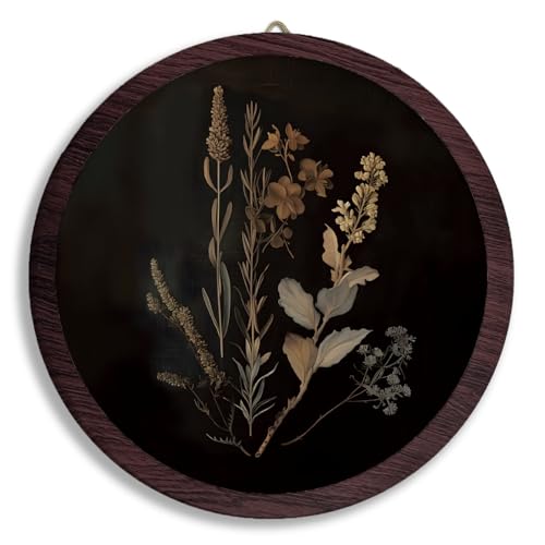 XDFVL Vintage Bird Round Wall Art Decor, Retro Floral Bird Framed Wooden Prints, Cottagecore Farmhouse Rustic Round Wall Hanging Decor for Home Bedroom Living Room, 10x10 Inch - color: botanical