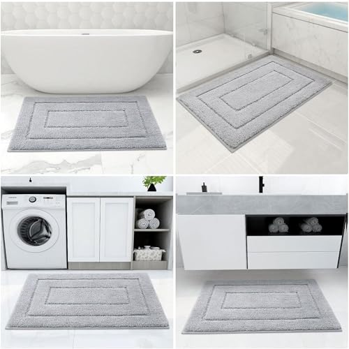 Buganda Microfiber Bathroom Rugs 44x24, Soft Shaggy Absorbent Bath Rugs - color: Grey, size: 44" X 24"