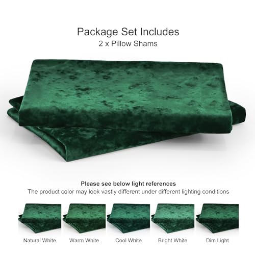 PHF Truly Velvet Pillowcases Standard 20" x 26", Emerald Green, No Insert - color: Emerald Green, size: 26" x 20" (Pack of 2)