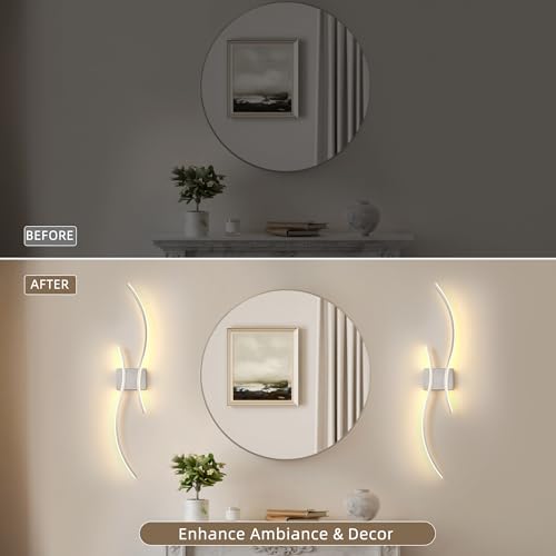 Wireless Wall Sconces Set of Two, Dimmable, 3CCT, Up to 65H Runtime - color: Nickel, size: 23.6 inches (2 Pack)