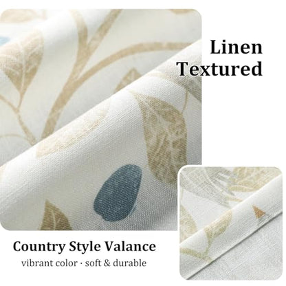 VOGOL Birds Print Curtain Valance, Rod Pocket, 52 x 14, 1 Panel, Beige - color: Birds, size: 52"W x 14"L (Pack of 1)