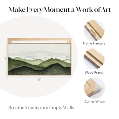 Extra Large Framed Sage Green Abstract Wall Art for Living Room, 60x30 Inch - color: Green White, size: 60"L x 30"W
