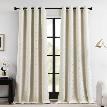 Beauoop Beige Gold 100% Blackout Curtains for Bedroom 50x108 2 Panels - color: Beige/Gold, size: 50"W x 108"L (Pack of 2)