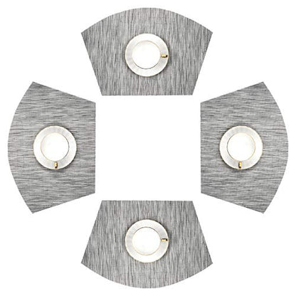 SHACOS Round Table Placemats Set of 4 Wedge Placemats Heat Resistant Woven Vinyl Table Mats Wipe Clean (4, Silver Gray) - color: Silver Gray