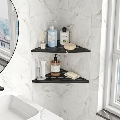Qeke 2 Pack Corner Shower Shelf Black, 11.5" Recessed Tile Shower Shelf - color: Matte Black