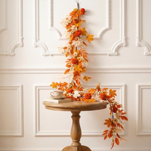 nuvagiki Fall Garland for Mantle, Pumpkin Garland Thanksgiving Decorations