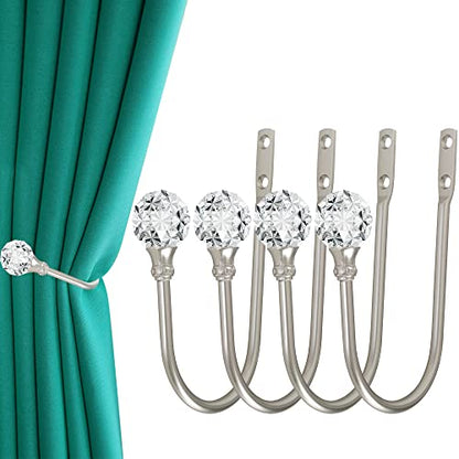 Curtain Holdback, 4Pcs Wall Mounted Drapery Tiebacks, Sliver - color: 4 Pcs, Silver