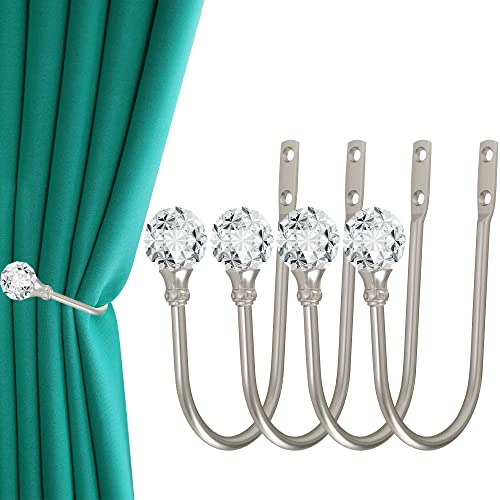 Curtain Holdback, 4Pcs Wall Mounted Drapery Tiebacks, Sliver - color: 4 Pcs, Silver