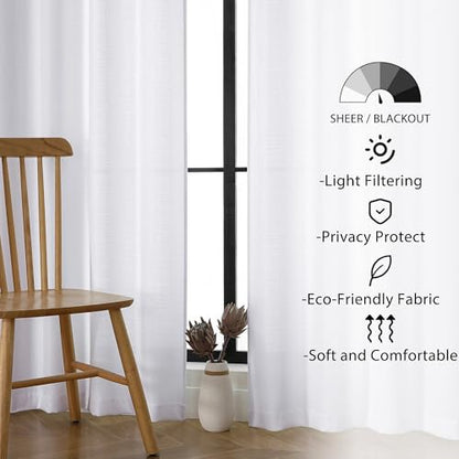 Lecloud White Curtains for Bedroom 54 Inch Length 2 Panels Set - color: White, size: 30"W x 54"L (Pack of 2)