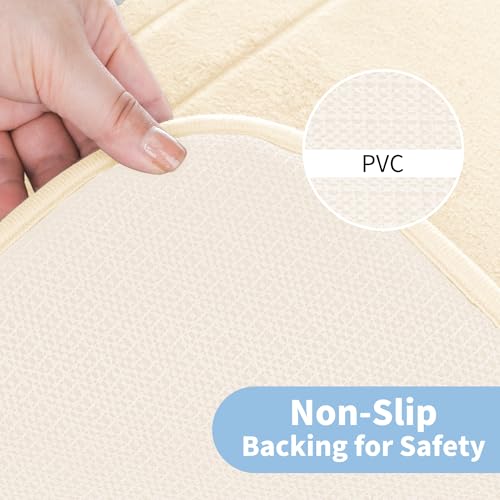 Cupic Cupid Memory Foam Toilet Rug 24"×20", U-Shaped Bath Mat, Cream - color: Cream, size: 1'8" x 2' (24" x 20"（U-Shape）)