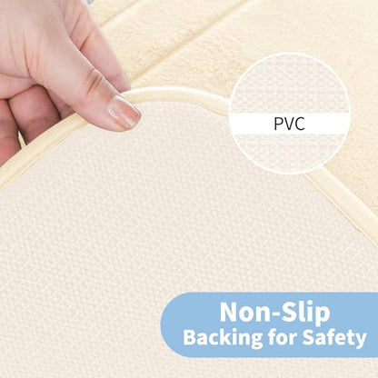Cupic Cupid Memory Foam Toilet Rug 24"×20", U-Shaped Bath Mat, Cream - color: Cream, size: 1'8" x 2' (24" x 20"（U-Shape）)