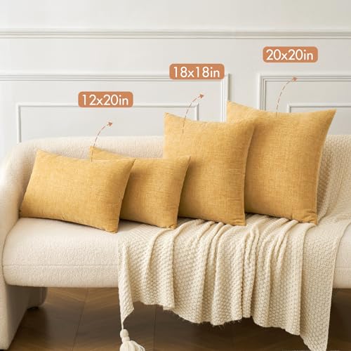 MIULEE Soft Chenille Throw Pillow Covers Gold 16x16 Inch Pack of 2 - color: Gold, size: 16" x 16" (Pack of 2)