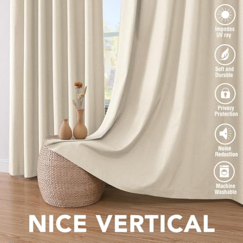 H.VERSAILTEX 100% Blackout Linen Curtains 90" L 2 Panels Bleached Sand - color: Bleached Sand, size: 52"W x 90"L (Pack of 2)