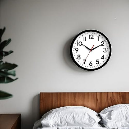 DAXSMY 12 Inch Wall Clock, Battery Operated Silent Non Ticking - color: A-black, size: 12"