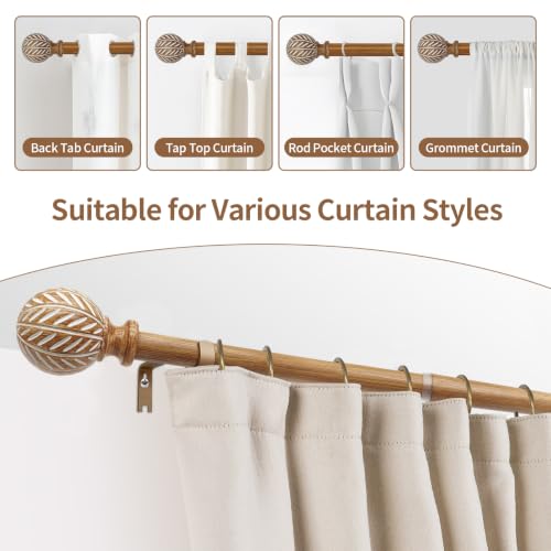 Wood Curtain Rod for Windows 32 to 45 Adjustable Curtain Rod Set of 2 - size: 32-45“(2 Pack)