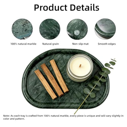 Natural Marble Vanity Tray,Special-Shaped Jewelry Tray for Bathroom - color: Indian Green, size: 9.1" x 6.3" x 0.6"