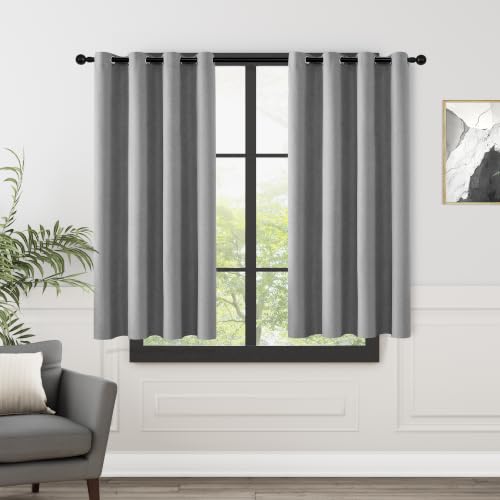 ChrisDowa Grey Blackout Curtains 45 Inches Long 2 Panels for Bedroom - color: Grey, size: 52"W x 45"L (Pack of 2)