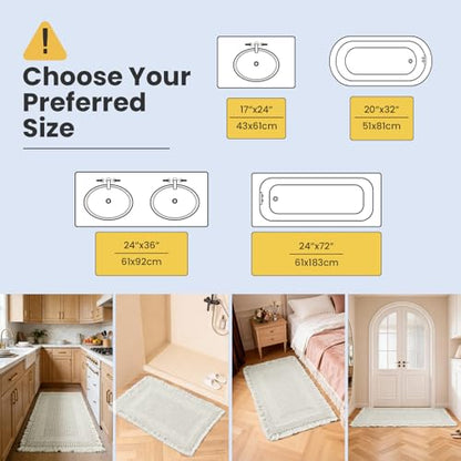 Waffle Bathroom Rugs Non Slip Bath Mat Hallway Bedroom Beige White - color: Beige White, size: 24" x 36"