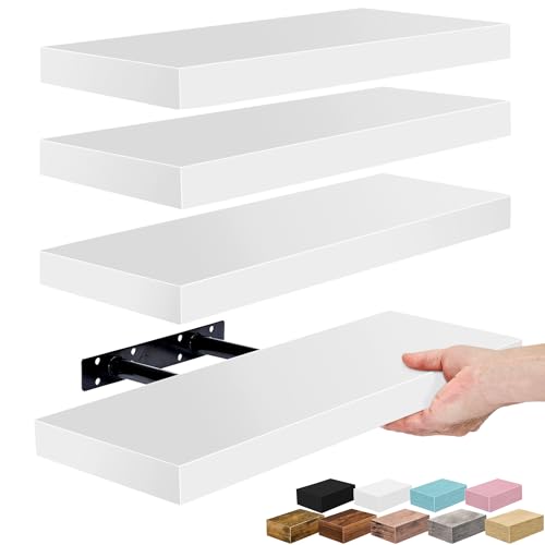 Sorbus 16 Inch Floating Shelves for Wall (4 Pack, White) - color: White, size: 4 Pack