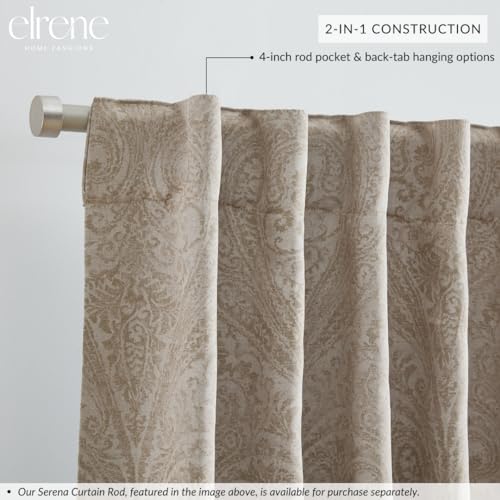 Threadmade Vittoria Paisley Printed Blackout Curtain Panel, Natural - 52" W x 95" L - color: Natural, size: 52"W x 95"L (Pack of 1)