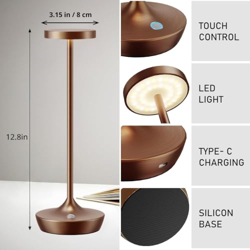 Brown Cordless Table Lamps, Rechargeable 6000mAh, 72H Runtime, Waterproof - color: Brown