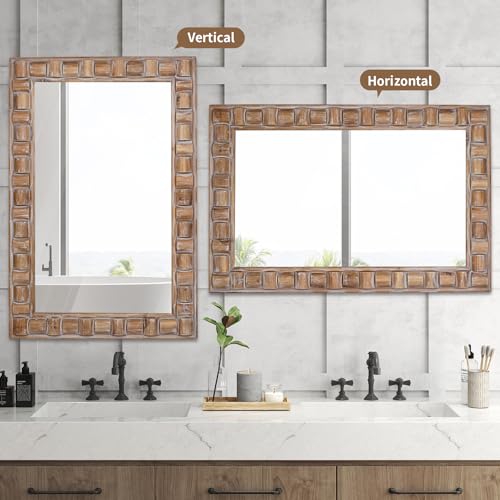 36x24 Inch Rustic Rectangle Wall Mirror - color: C - Rectangle - 36x24 in