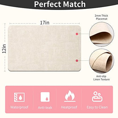 Maxpearl Faux Leather Placemats Set of 6, Easy to Clean, Beige - color: Beige