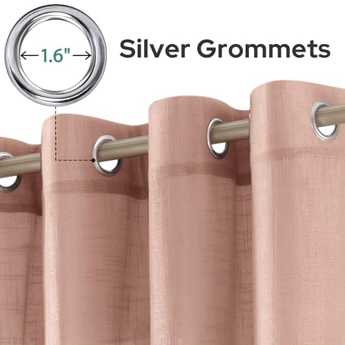 HOMEIDEAS Blush Pink Linen Textured Sheer Curtains, 52 X 84 Inch, 2 Panels - color: Blush Pink, size: 52"W x 84"L (Pack of 2)