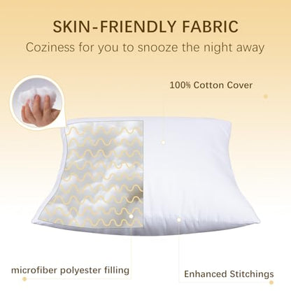 OKBA Throw Pillows Insert Set of 2, with 100% Cotton Cover, Bed and Couch - Indoor Hotel Decorative Pillows, 14x14 in White Pillows Inserts - size: 14x14 Inch (Pack of 2)