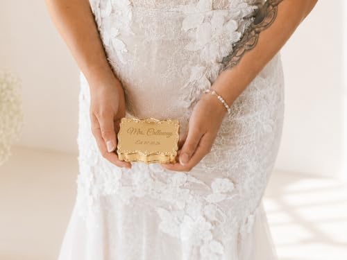 Cherished Moments Personalized Rectangle Jewelry Box with Message - color: Gold Custom Message