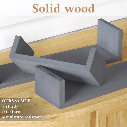 SRIWATANA Weathered Gray Floating Shelves, Set of 3 Wood Wall Shelves - color: Weathered Gray