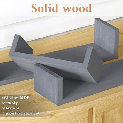 SRIWATANA Weathered Gray Floating Shelves, Set of 3 Wood Wall Shelves - color: Weathered Gray