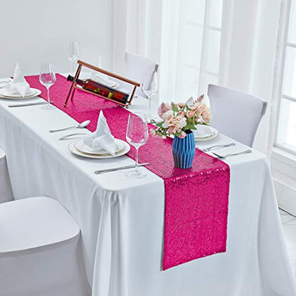 Pufogu 12 x 72 inches Hot Pink Sequin Table Runner, 2 Packs - color: Hot Pink