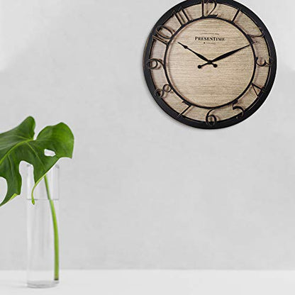 Presentime 13" Farmhouse Series Wall Clock - color: Oil Rubbed Bronze, size: 13 inch