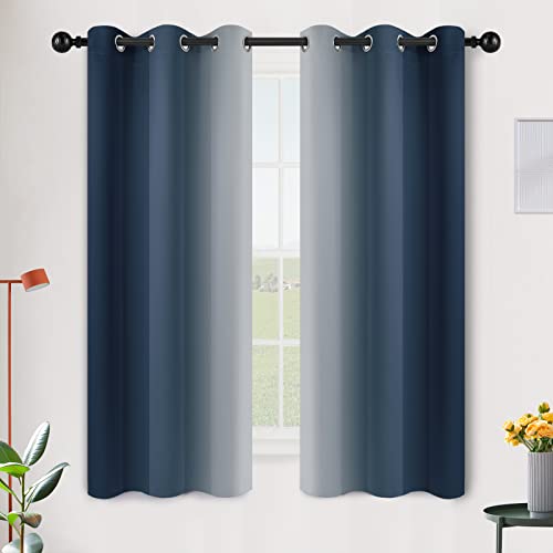 SimpleHome Ombre Navy Blue to Grey White Curtains for Living Room 42Wx63L - color: Navy Blue, size: 42"W x 63"L (Pack of 2)