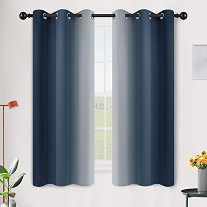 SimpleHome Ombre Navy Blue to Grey White Curtains for Living Room 42Wx63L - color: Navy Blue, size: 42"W x 63"L (Pack of 2)