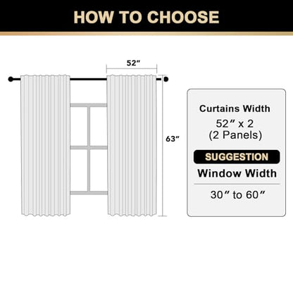 PrinceDeco Linen Semi Sheer Curtains for Bedroom/Living Room,52x63,Blue - color: Blue, size: 52"W x 63"L (Pack of 2)