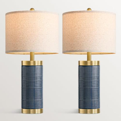USumkky 24.5'' Ceramic Table Lamps Set of 2 for Bedroom Living Room Blue - color: 24.5“ Blue-2 pack