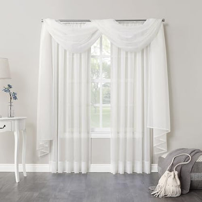 No. 918 Emily Sheer Voile Rod Pocket Curtain Panel, 59 in x 216 in, Eggshell - color: Eggshell, size: 59"W x 216"L (Pack of 1), style: Emily