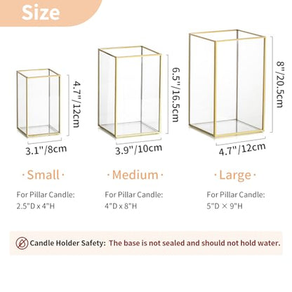 NUPTIO Hurricane Candle Holder Centerpieces: 6 Pcs Glass Candles Lantern - color: Gold, size: 8.1 & 6.5 & 4.7 inch H - 6 Pcs