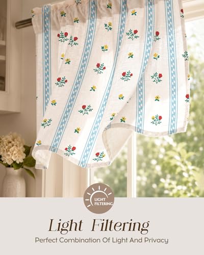 Miss Adola 16 Inch Length Kitchen Valance Curtain, Blue Striped - color: Blue Striped, size: 56"W x 16"L (Pack of 1)