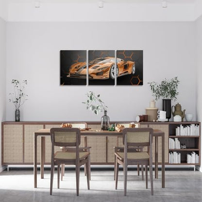 Feelyou Race Car Wall Art 12" x 16" x 3 - color: Orange