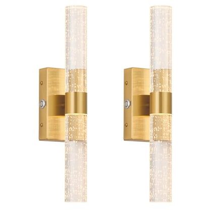 Battery Operated Wall Sconces Set of 2, 20000mAh Rechargeable Wall Light | Remote Control 3000K-6000K Dimmable LED Wireless Sconces,Gold,15.6 Inch - color: Gold, size: 15.6 Inch