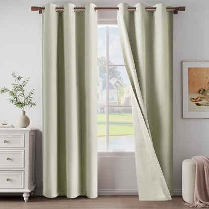 Beige 100% Blackout Linen Textured Curtains 84 Inch Length 2 Panels Set for Living room, Bedroom, Light Weight Curtains with Grommets Top, Blackout Curtains Privacy Protection, beige, 37" W x 84" L - color: Beige, size: 37"W x 84"L (Pack of 2)