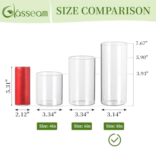 Glasseam Glass Cylinder Vase for Centerpiece, 12Pcs Small Clear Flower Vase - size: 8In