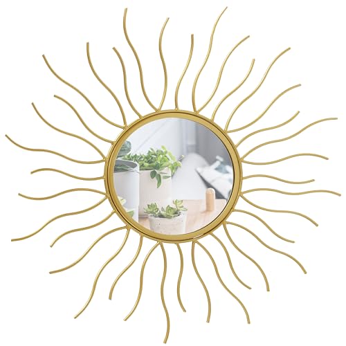WHW Whole House Worlds Sun Burst Gold Wall Mirror, 20", Lightweight,