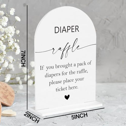 Diaper Raffle Sign, Baby Shower Diaper Game Sign, Shower Reception Event Party Table Desk Acrylic Decor - color: Diaper Raffle