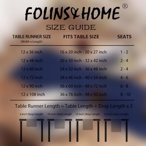 FOLINS&HOME 2 Pack Navy Blue Waterproof Table Runner 60 Inches Long - color: Navy Blue, size: 12" x 60" (2 Pcs)