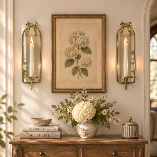 Gold Mirrored Candle Sconces Set of 2 with Arch Metal Frame - color: Gold